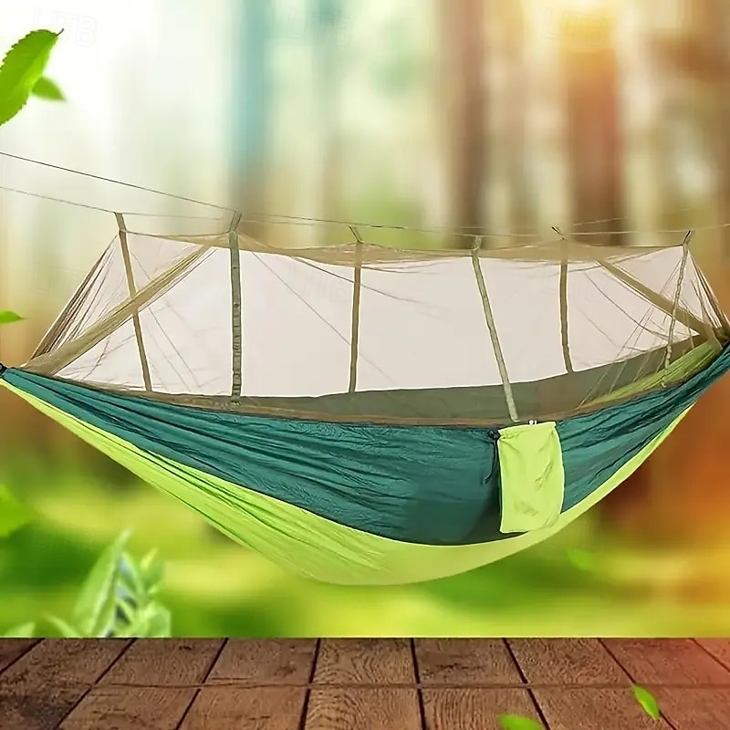 1 hamac de camping en nylon robuste avec moustiquaire - anti-insectes solaire auto-respirant comprenant une ceinture d'arbre et un sac de voyage d'aventure en plein air portable de 2025 ? $62.99 –P4