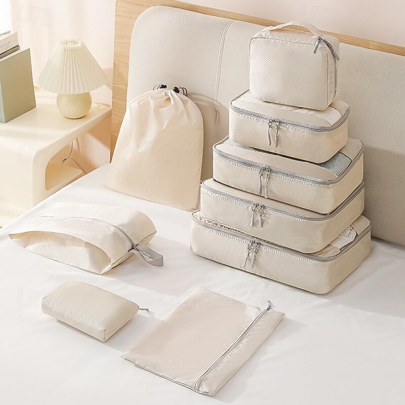cubi di imballaggio a compressione per viaggi, set organizer per bagagli con design trasparente, articoli da toeletta, cosmetici, accessori digitali, vestiti &borse porta scarpe, salvaspazio del 2025 a $19.99 –P7
