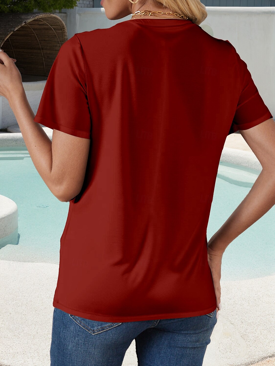 Women's T Shirt Solid Color Plain Stylish Casual Short Sleeve Crew Neck Regular Tops Daily Print Sage Green Black White Wine Navy Blue Summer Spring 2025 - $19.99 –P2