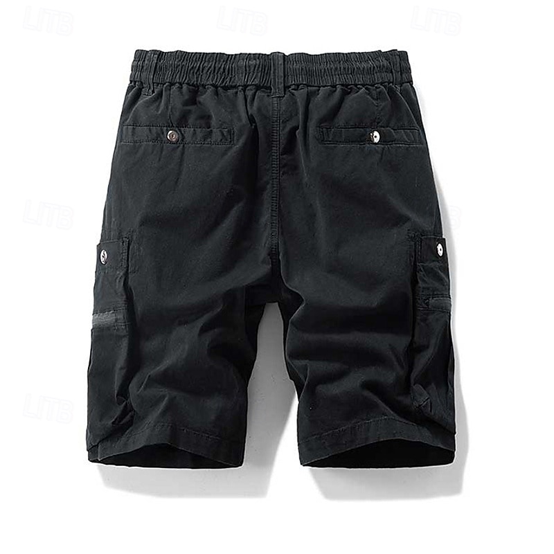 Men's Cargo Shorts Shorts Summer Shorts Drawstring Elastic Waist Zipper Pocket Plain Comfort Wearable Knee Length Outdoor Sport Daily Fashion Casual Black Brown 2026 - $39.99 –P12