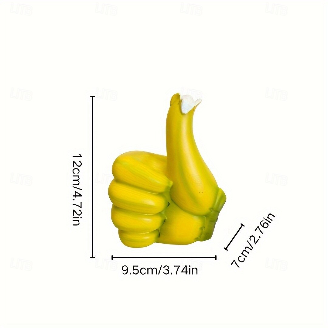 Resin Thumbs Up Ornament, Banana-Inspired Handicraft Statue, Inspirational Gesture Decor for Home Office, Desktop Display Figurine 2025 - $23.99 –P6