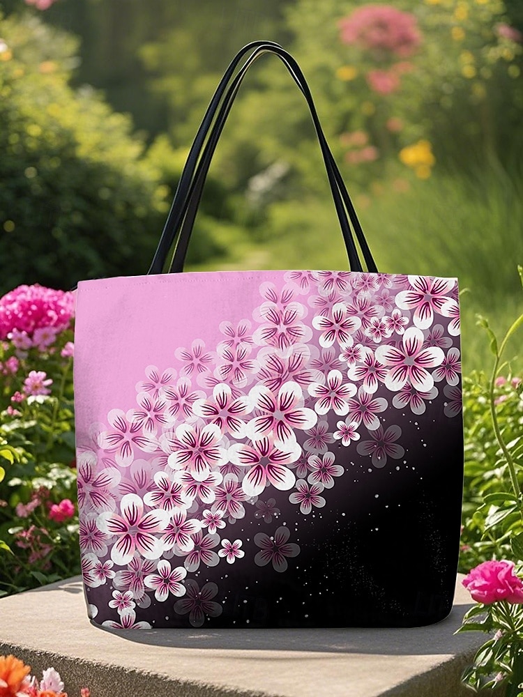 "borsa tote floreale per donna – elegante borsa di grande capienza con motivo floreale nero e rosa, perfetta per lo shopping, i viaggi e l'uso quotidiano" del 2025 a $14.99 –P4