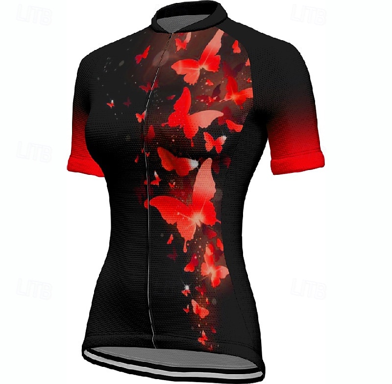 Pentru femei Jersey de ciclism Fluture Manșon scurt Bicicletă Tricou Tee Jerseu cu 3 buzunare spate Ciclism montan Uscare rapidă Proiectare anatomică Wicking Respirabil Sport Rosu Albastru Verde 2026 - $23.99 –P13