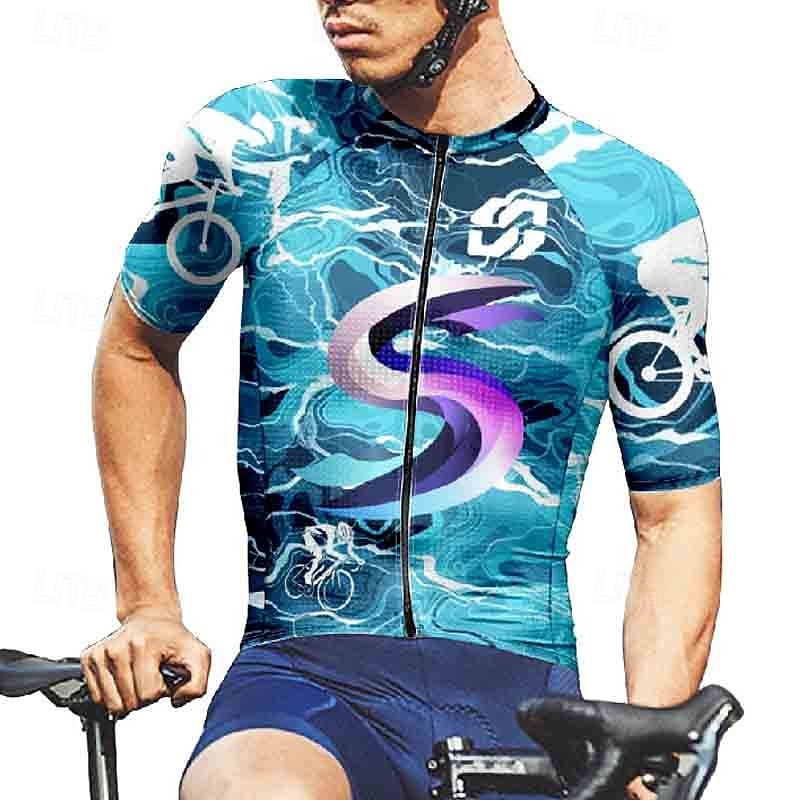 Herr Cykeltröja Kortärmad Cykel T-shirt Tröja med 3 bakfickor Bergscykling Andningsfunktion Snabb tork Anatomisk design Uppsugande Mörk Marin Blå Himmelsblå sporter Kläder 2025 - $20.99 -P6