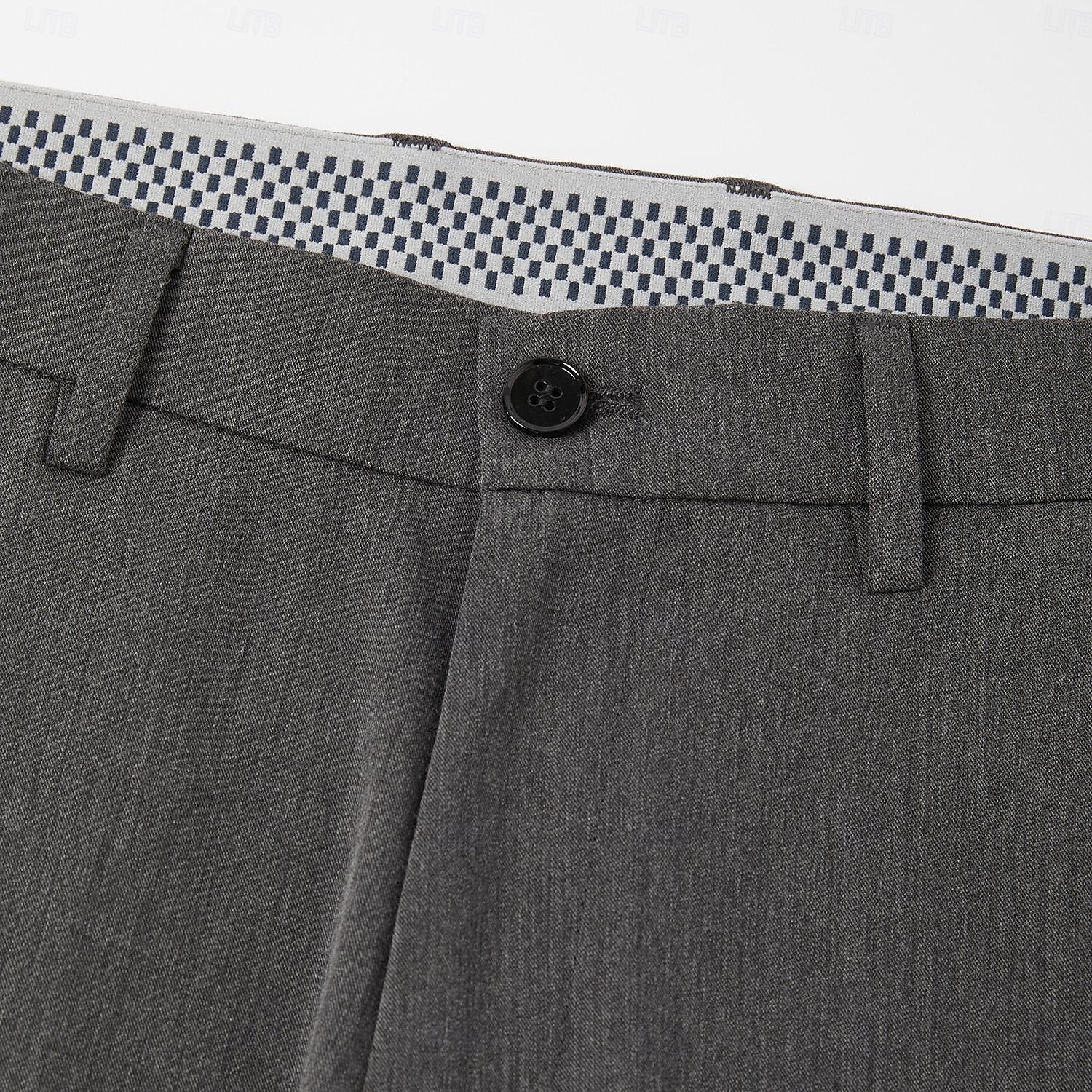 Men's Dress Pants Solid Color Wearable No-Iron Full Length Formal Wedding Party Elegant Fashion Black Grey Micro-elastic 2026 - $56.99 –P5
