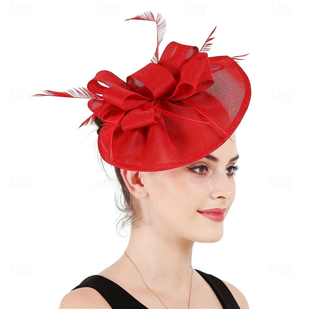 Kopfstück Federn Sinamay Hochzeit Abendgesellschaft Elegant Hochzeit Mit Feder Kopfschmuck Kopfbedeckung 2025 - $19.99 –P4