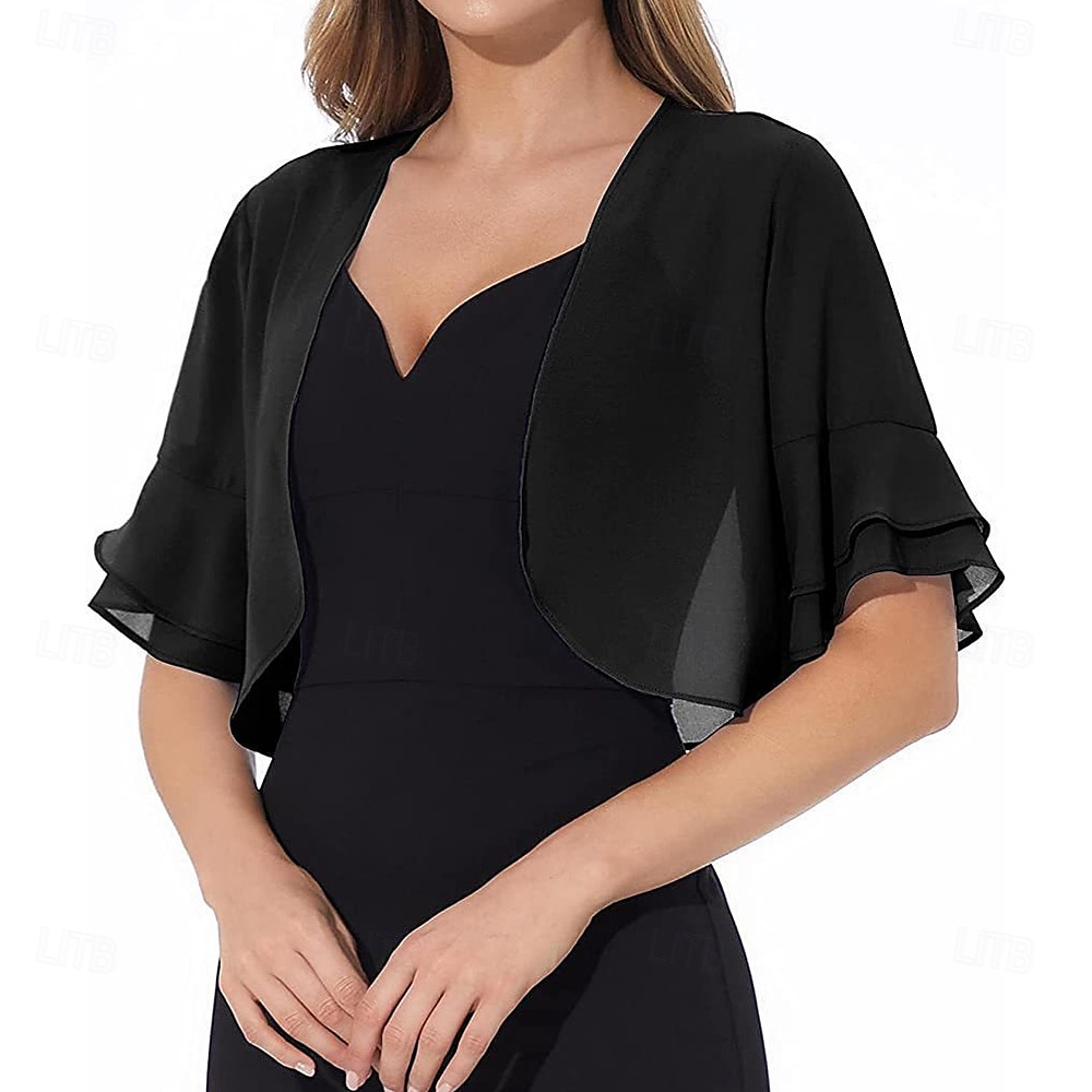 Damesomslag Elegant Mouwloos Chiffon Bruiloftsomslagen Met Pure Kleur Voor Feest Lente zomer 2025 - $11.99 –P5