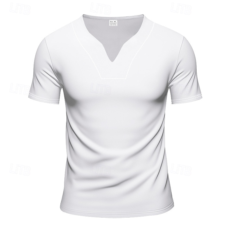 Herren T Shirt T-Shirt Kurzarmshirt Kurzarm V Ausschnitt Sommer Einfach Mode Designer Basic Klassisch Urlaub Straße Ausgehen Schwarz Weiß Orange Top T-Shirt für Herren 2025 - $20.99 –P7