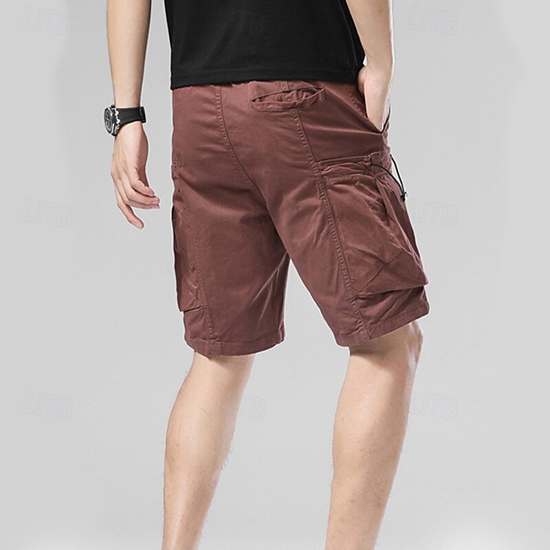 Homens Bermuda Cargo Calção Shorts de verão Com Cordão Cintura elástica Bolso multi Tecido Conforto Vestível Comprimento do joelho Ao ar livre Esporte Diário Moda Casual Preto Vinho de 2025 por $35.99 –P4