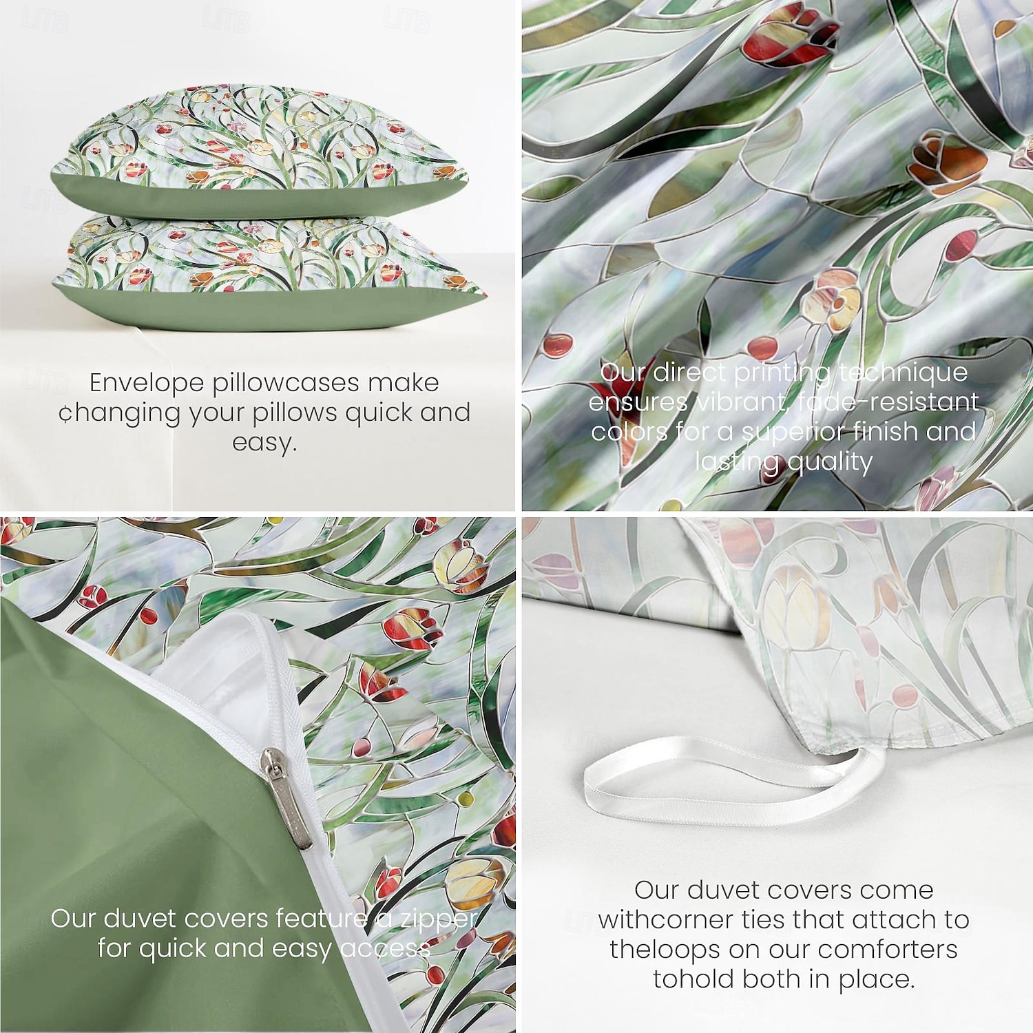 Blommig Duvet-set 100% Bomull Mjuk och Andningsbar Sängkläder med Färgglada Glasblommor Lätt och Hållbar Täcke Bekväm för alla säsonger Lätt att ta hand om 2025 - $60.99 –P3
