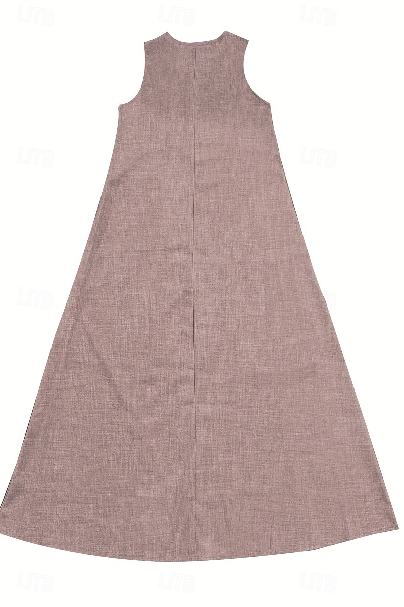 Damen Midikleid Leinen-inspirierte Kleider Freizeitkleid Baumwoll-Leinenkleid Sommerkleid Mode Basic Urlaub Täglich Ausgehen Normale Passform Einfach Ärmellos V Ausschnitt Leicht Braun Khaki Leicht 2025 - $26.99 –P3