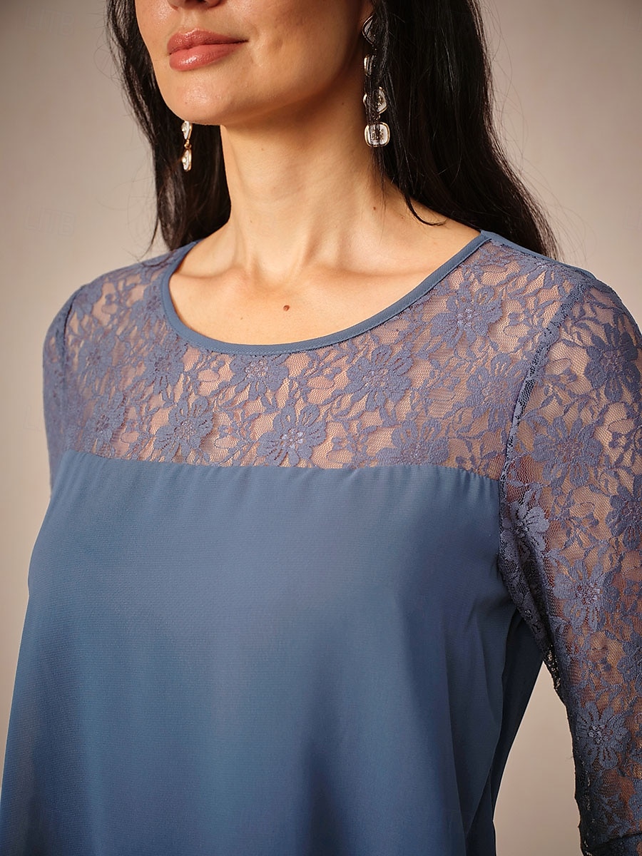 Per donna Abito Midi Abito in Pizzo Vestito da Festa Abito da Cocktail Abito da invitata a nozze Elegante Festa Vacanza Ospite di nozze Cocktail party Vestibilità regolare Tinta unica Manica 3/4 del 2025 a $28.59 –P3
