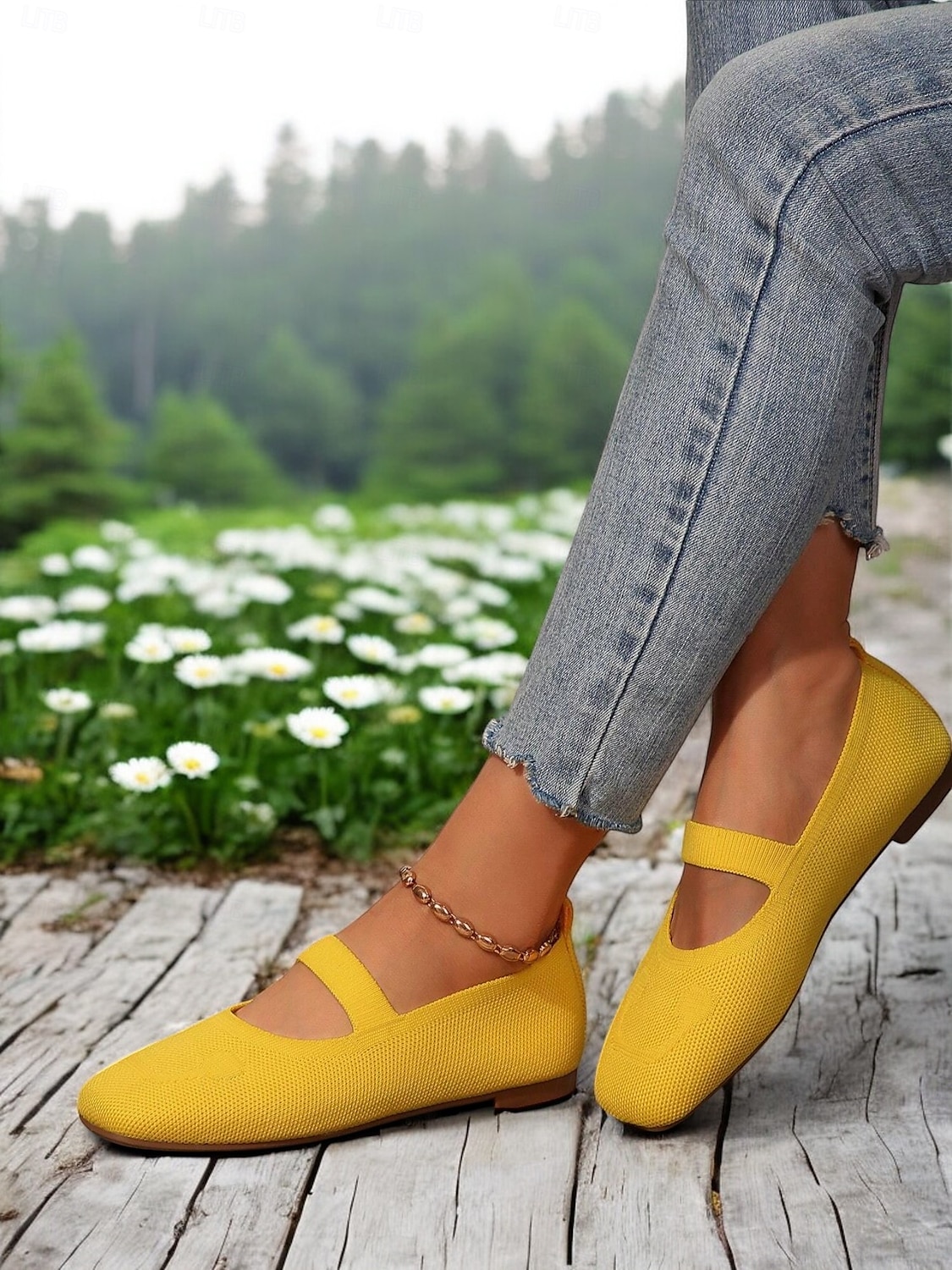 ballerine mary jane flyknit da donna – comode scarpe slip-on con punta quadrata per l'estate e l'uso quotidiano del 2025 a $19.99 –P6