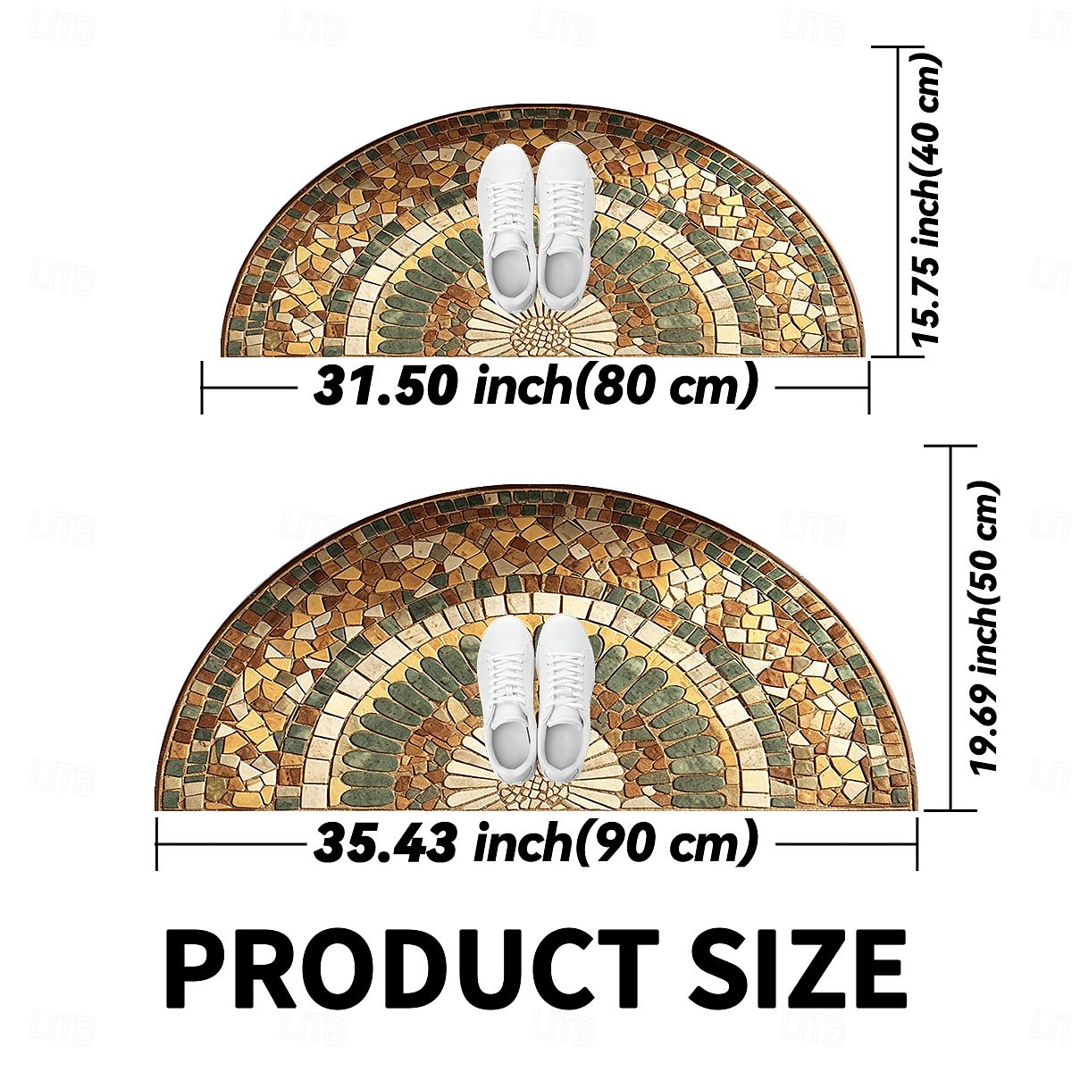 Cobblestone Semi-round Doormat Kitchen Mat Floor Mat Non-Slip Area Rug Oil Proof Rug Indoor Outdoor Mat Bedroom Decor Bathroom Mat Entrance Rug Spring Summer 2025 - $12.49 –P1