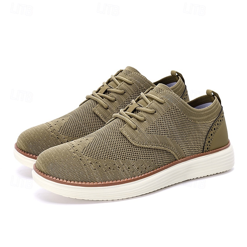 Men's Breathable Knit Brogue Sneakers - Casual Lace-Up Lightweight Shoes for Daily Wear & Walking 2025 - $34.99 –P5