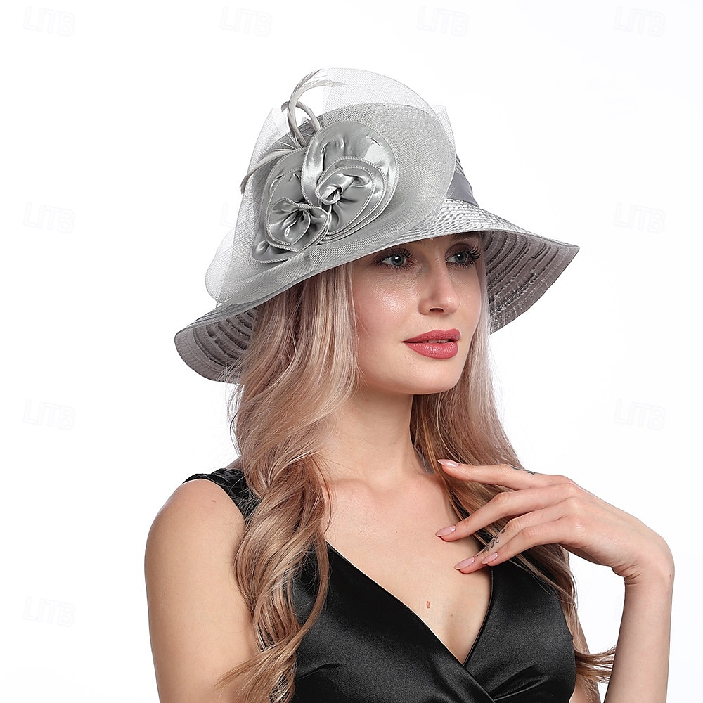 Hatter Organza Solhatt Ferie Te Fest Hesteveddeløp Cocktail Elegant Vintage Søt Med Blomster Hodepryd Hodeplagg 2025 - $31.99 –P5