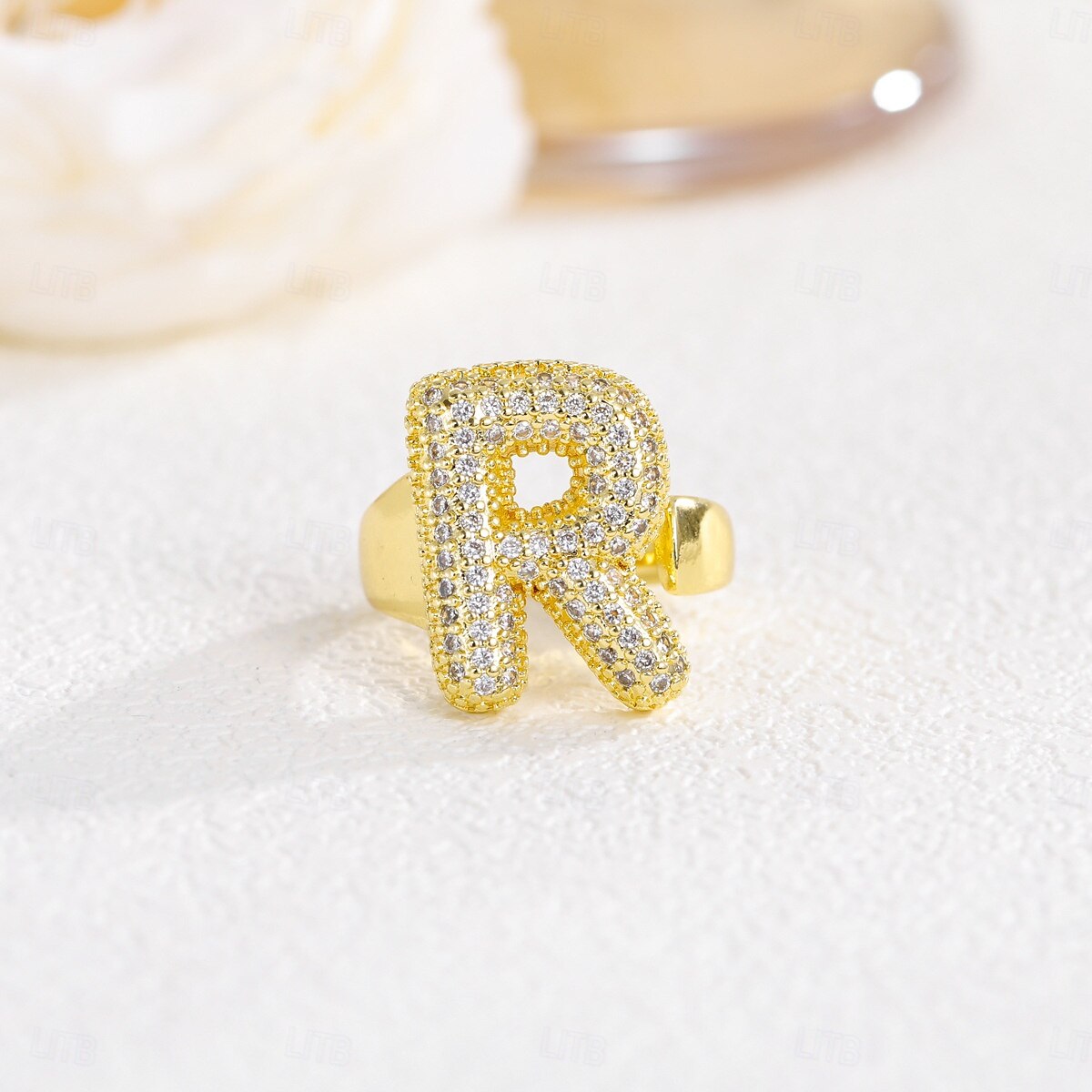 Personalized Letter Ring, Gift for Mom, 18K Gold Plated Adjustable Ring, Copper with Zircon, Open Band Initial Ring, Elegant and Stylish Jewelry for Women 2025 - AU $6.89 –P17
