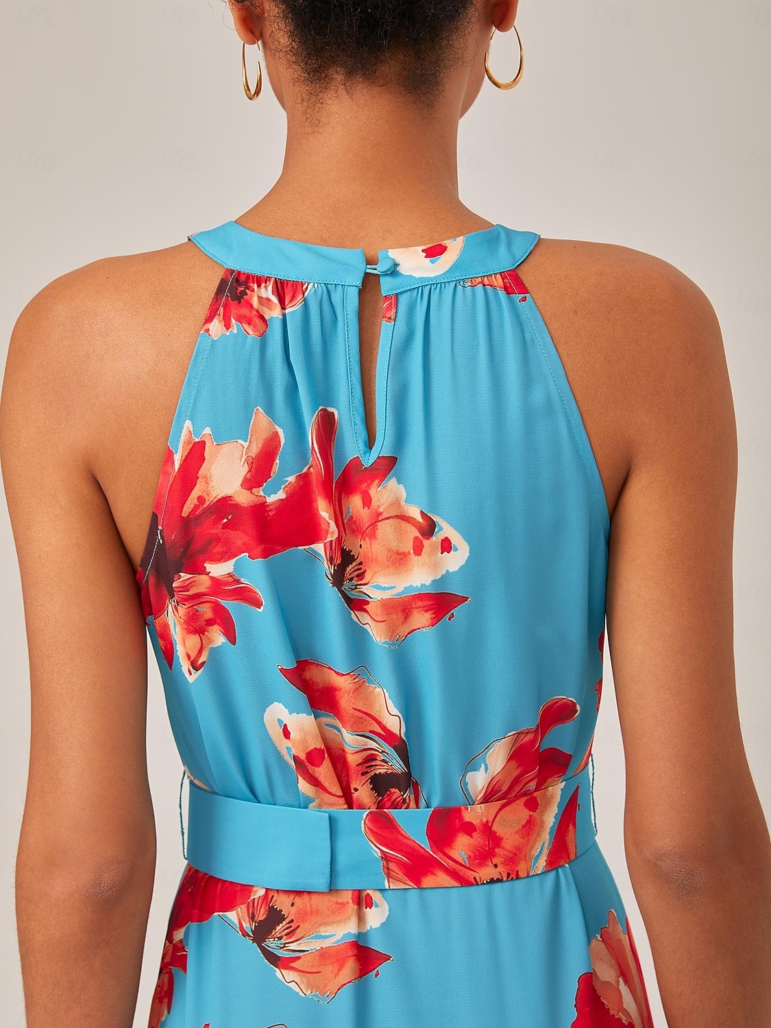 abito lungo in chiffon con volant floreale del 2025 a $82.99 –P8