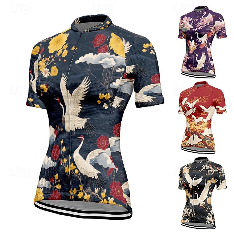 Mujer Maillot de Ciclismo Animal Flor Manga Corta Bicicleta Camiseta Maillot con 3 bolsillos traseros MTB Bicicleta Montaña Secado rápido Diseño Anatómico Capilaridad Transpirable Deportes Negro Rojo 2026 - $30.99 –P1