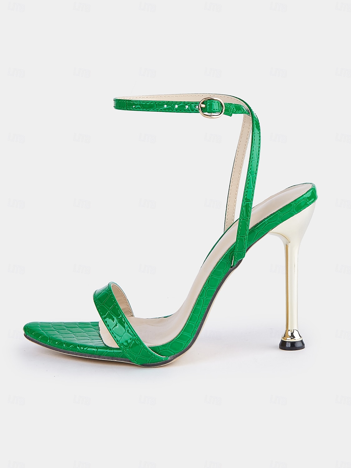 Sandalias de tiras con tacón de aguja de charol verde: tacones altos elegantes para eventos y bodas elegantes 2025 - $34.99 –P2