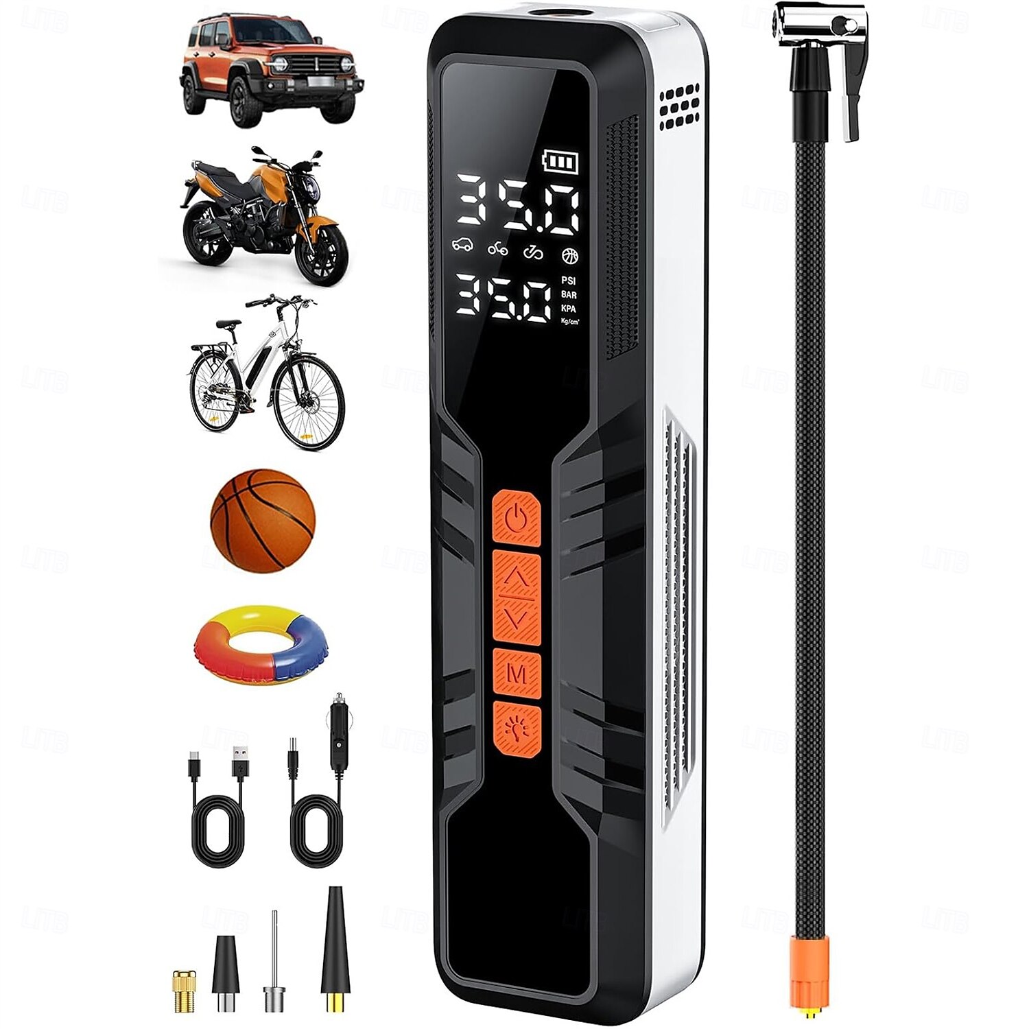 2025年 タイヤインフレーター ポータブルエアコンプレッサー 4x 車のタイヤ用エアポンプ 150psi &10000mAh ポータブルタイヤインフレーター 車用 12DC エアポンプ  コレクション – $52.99 –P7