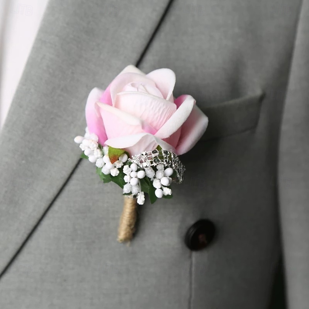 Men's Wedding Boutonniere Blue Pink White Summer Boutonniere for Groom and Groomsmen Flower Accessories Party Suit Decorations 2025 - $10.99 –P7