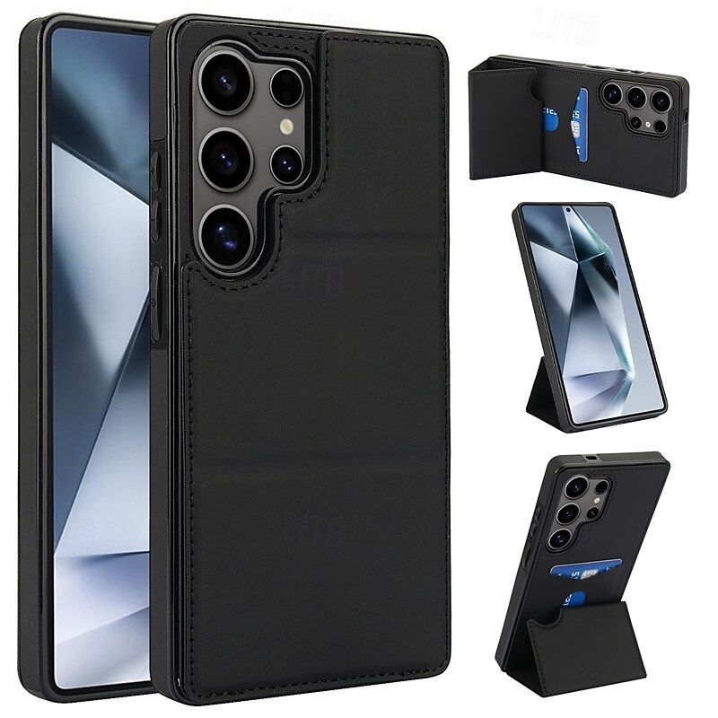 telefono Custodia Per Samsung Galaxy S24 S24 Ultra Plus S23 S22 S21 S20 Ultra Plus FE S25 S25 più S25 Ultra Per retro Con supporto A calamita Slot per schede Retrò TPU pelle sintetica del 2025 a $19.99 –P2