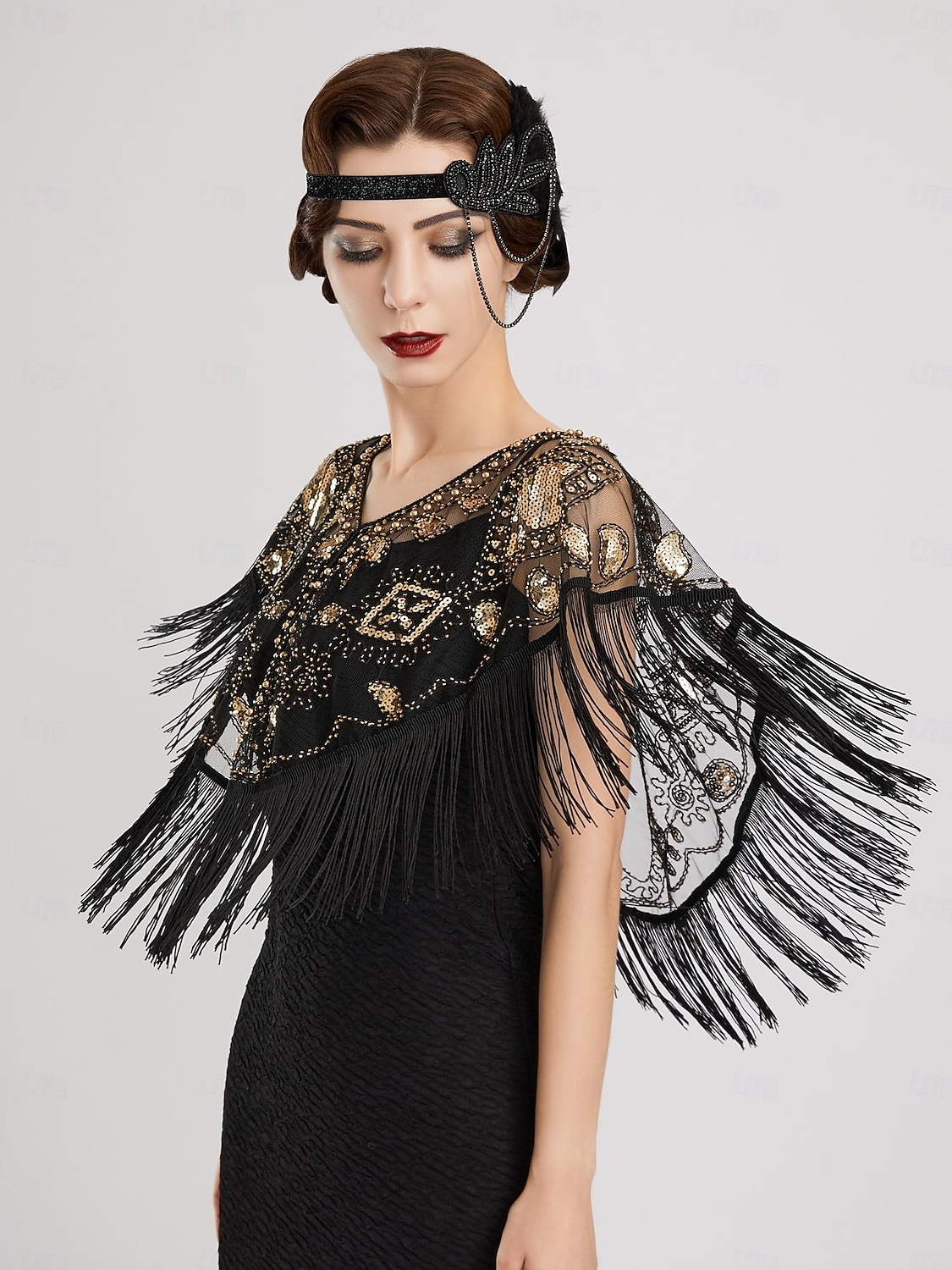 Retro Vintage Roaring 20s 1920s Scarf Wrap Shawls The Great Gatsby Flapper Girl Sequins Tassel Fringe Fancy Dress Women's Carnival Wedding Evening Party Masquerade Adults' Shawl 2025 - $22.99 –P5