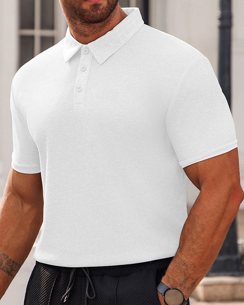 Herren Poloshirts zum Suchbegriff: "Waffel" Golfhemd Arbeit Casual Kargen Kurzarm Basic Modern Glatt Knopf Sommer Frühling Regular Fit Schwarz Weiß Gelb Rote Hellgrau Hellblau Poloshirts zum 2025 - $16.49 –P15