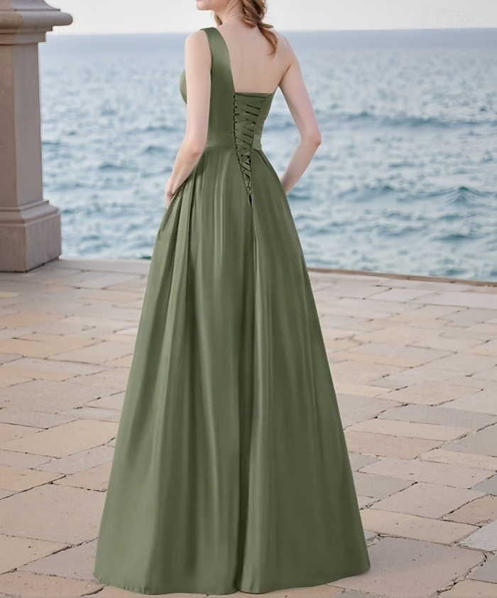 Šaty A-Line Večerní Elegantní Šaty Večerní Párty Black Tie Gala Podlahová Délka Bez Rukávů V Krku Chiffon s Plisováním Kapsa 2025 - $184.99 –P2