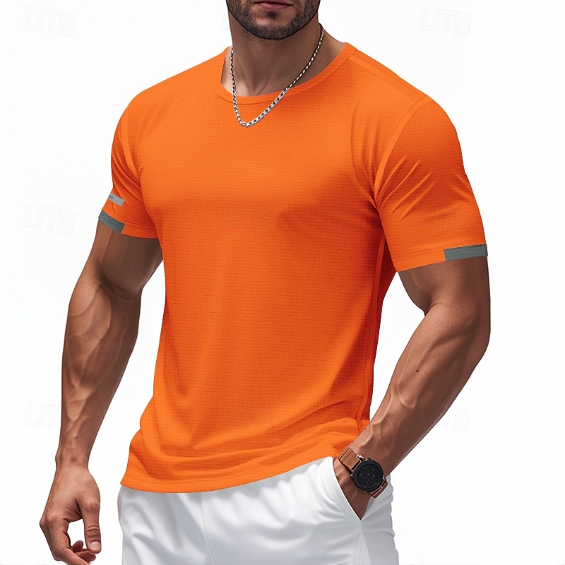 Men's Tee Short Sleeve Shirt Tee Top Short Sleeve Crewneck Spring & Summer Solid / Plain Color Fashion Designer Quick Dry Reflective Strip Vacation Street Going out Black White Red Top Tee for Men 2025 - $14.99 –P15