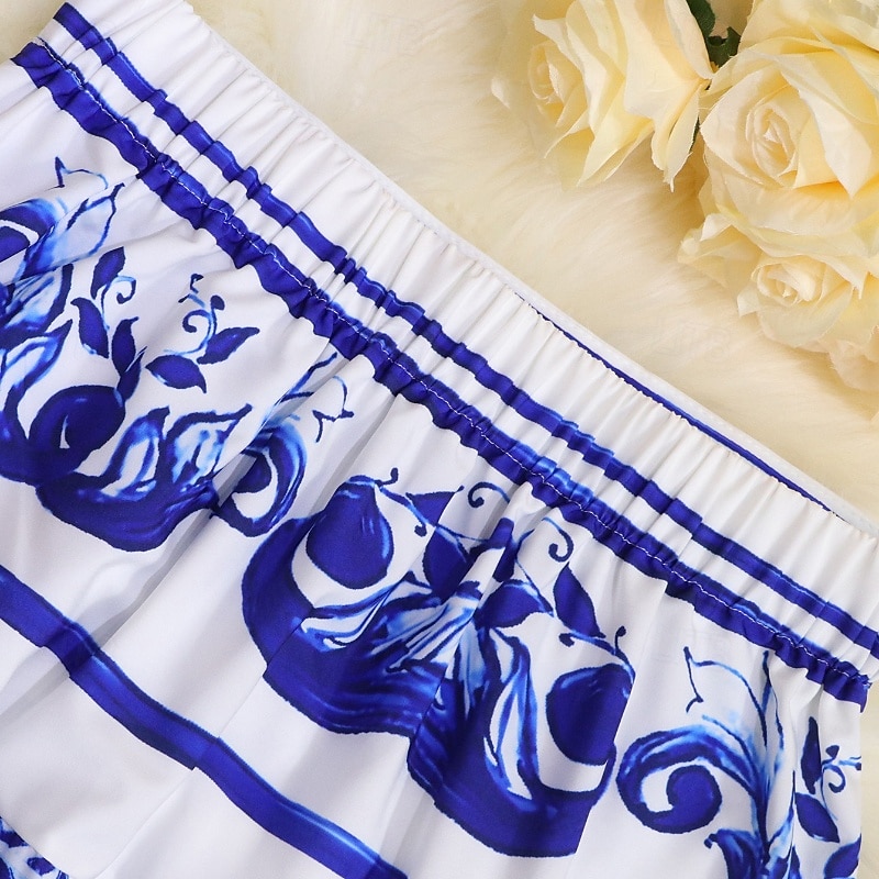 Damen Rock Schwingend Lässig Boho Maxi Mittlere Hüfthöhe Röcke Blumen Druck Mikroelastisch Urlaub Ausgehen Blau Sommer Spandex 2025 - $23.99 –P6