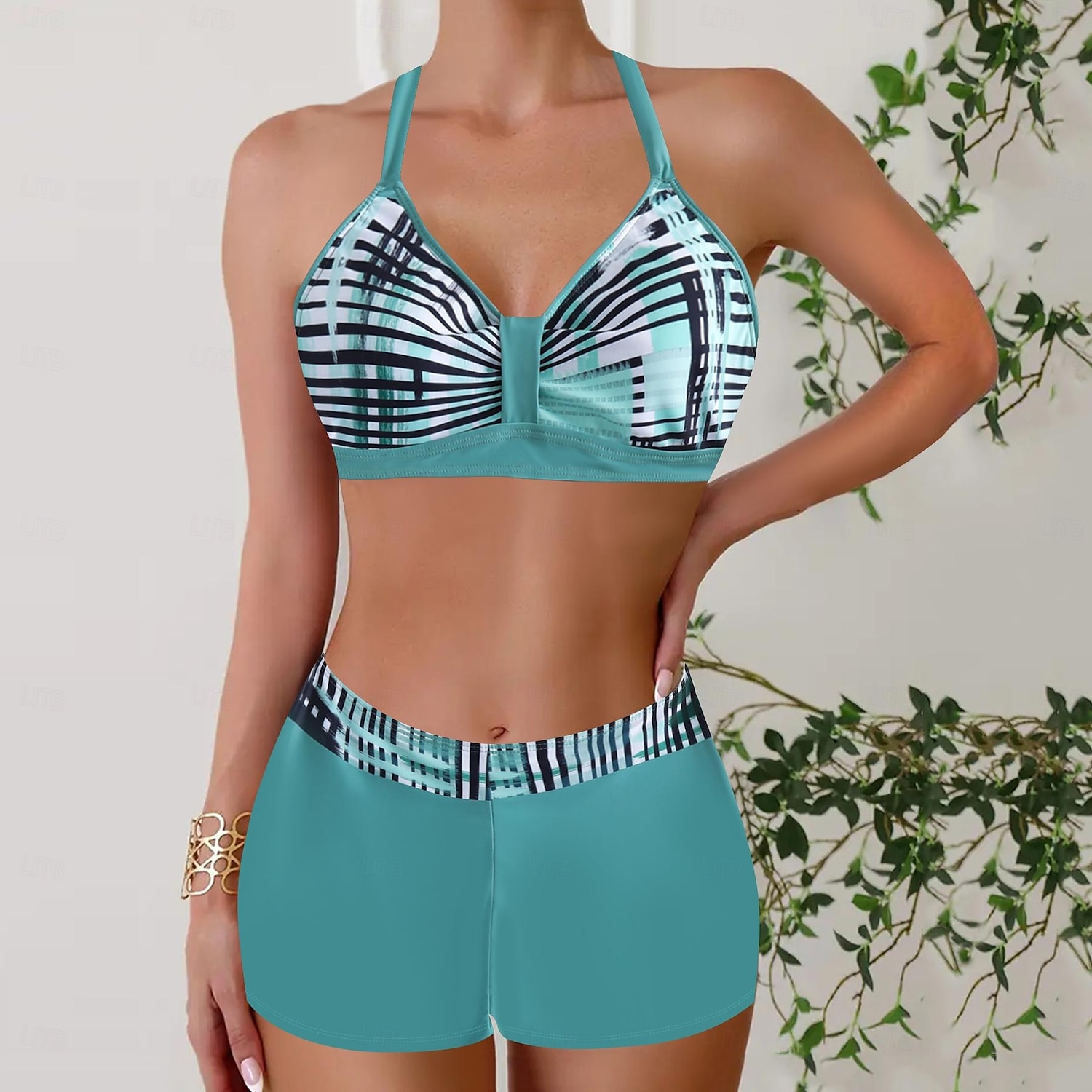 Damen Badeanzug Bikini Zweiteilig Monokini Freche Unterhose Bademode Gestrickt Urlaub Tropisch Farbblock Gestreift Stürzen Ärmellos Badeanzüge 2025 - $22.99 –P7