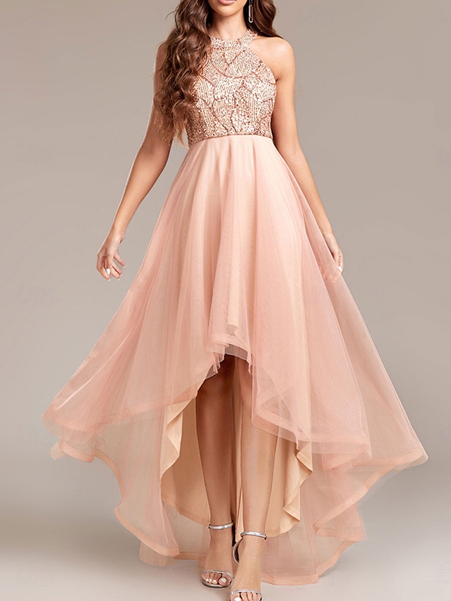 A-Line quinceanera šaty večerní šaty svatební svatební hosté podlahová délka bez rukávů halter krk bez zad s flitry derby šaty 2025 - $84.99 –P4