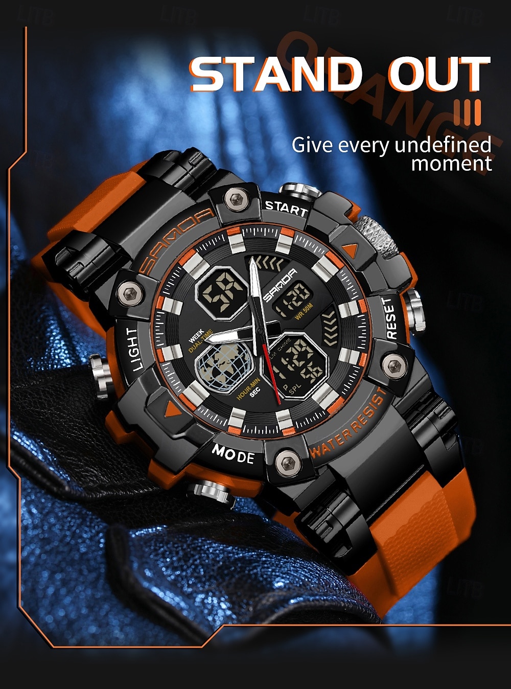SANDA Men Digital Watch Large Dial Outdoor Sports Fashion Luminous Alarm Clock Calendar Chronograph Silicone Watch 2026 - $38.99 –P3