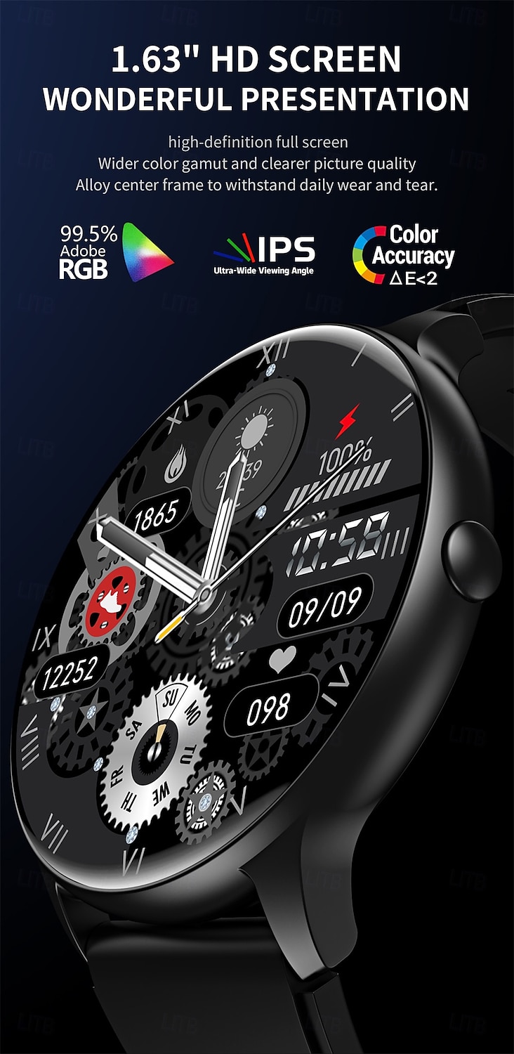 696 HDT6MAX Montre intelligente 1.63 pouce Smartwatch Montre Connectée Bluetooth ECG+PPG Podomètre Rappel d'appel Compatible avec Android iOS Femmes Hommes Appels Mains Libres Rappel de Message IP 67 de 2025 ? $39.99 –P3