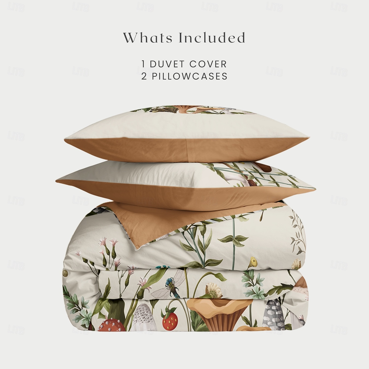 Mushrooms Plants Duvet Cover Full Size Bedding Set Bed Sets Quilt Cover Soft Lightweight Comforter Cover with 2 Pillowcases for Summer Spring 2025 - $60.99 –P7