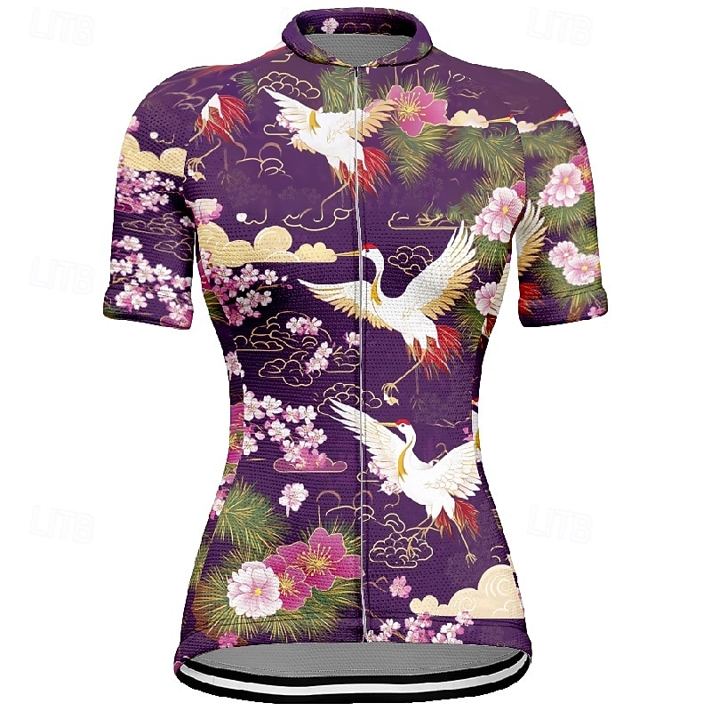 Női Biciklis ruházat Állat Virág Rövid ujjú Kerékpár Póló Dzsörzé 3 hátsó zsebbel Hegyi biciklizés Gyors szárítás Anatómiai tervezés Bélfonalszövet Légáteresztő Sport Fekete Piros Tengerészkék Ruházat 2026 - $23.99 –P17