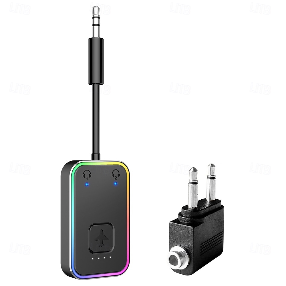 přenosný bluetooth vysílač lze spárovat se dvěma zařízeními současně. bluetooth 5.3 má dlouhou výdrž baterie a rgb cool osvětlení 2025 - $36.99 –P5