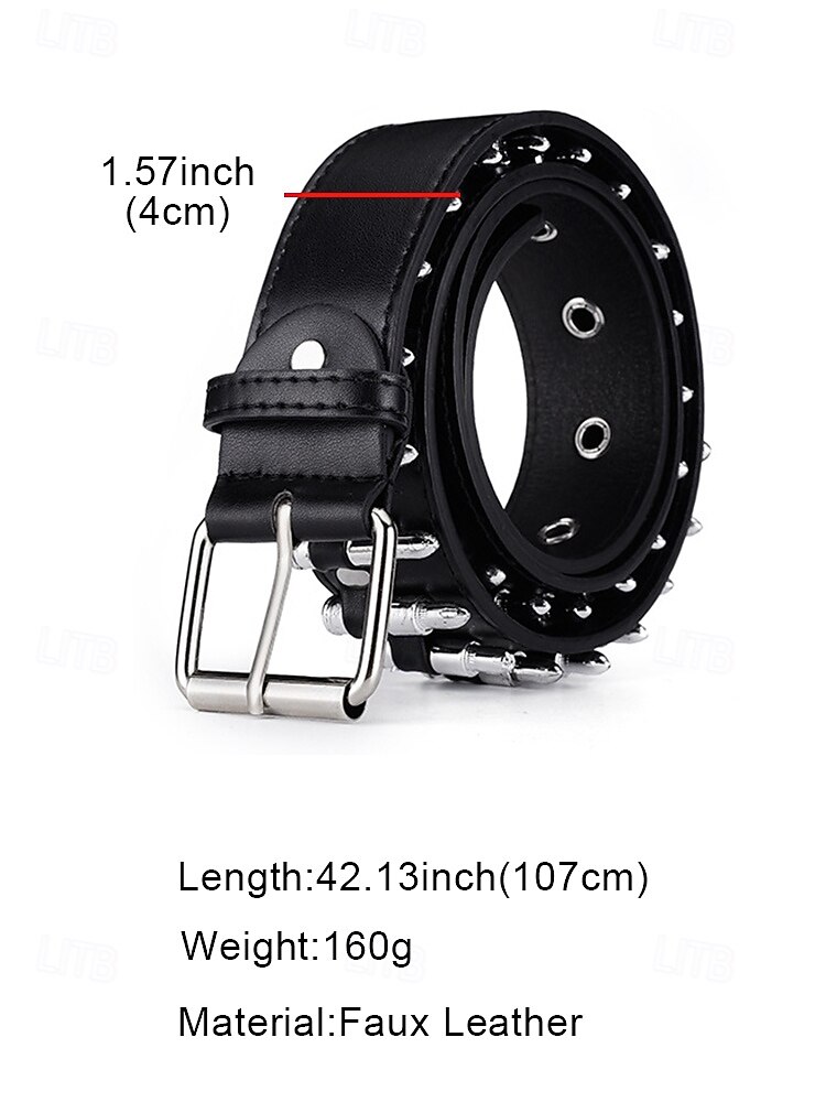 Men's Punk Rock Bullet Studded Belt – Black Faux Leather Gothic Rivet Belt with Metal Buckle for Biker, Concert and Festival Wear 2026 - $18.99 –P8