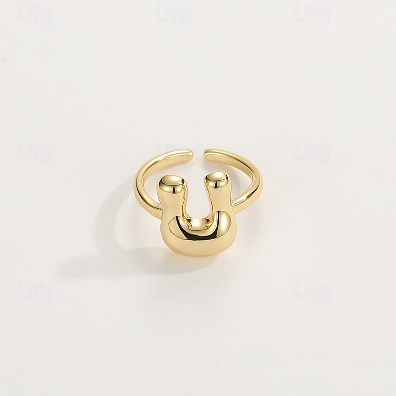 anello con lettera personalizzata, regalo per la mamma, anello con alfabeto regolabile placcato oro 18k, finitura liscia, anello iniziale a fascia aperta, gioielli eleganti per le donne del 2025 a $4.99 –P13