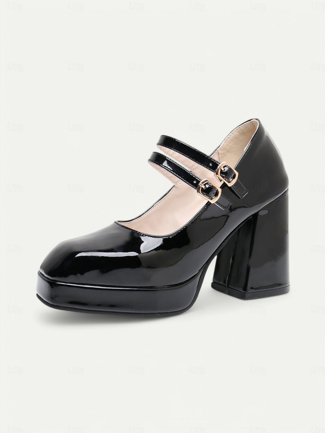 Women's 1980s Retro Double Strap Mary Jane Heels – Green Patent Leather Block Heel Platform Shoes for Vintage-Inspired Fashion, Parties, and Casual Wear 2025 - $46.99 –P4