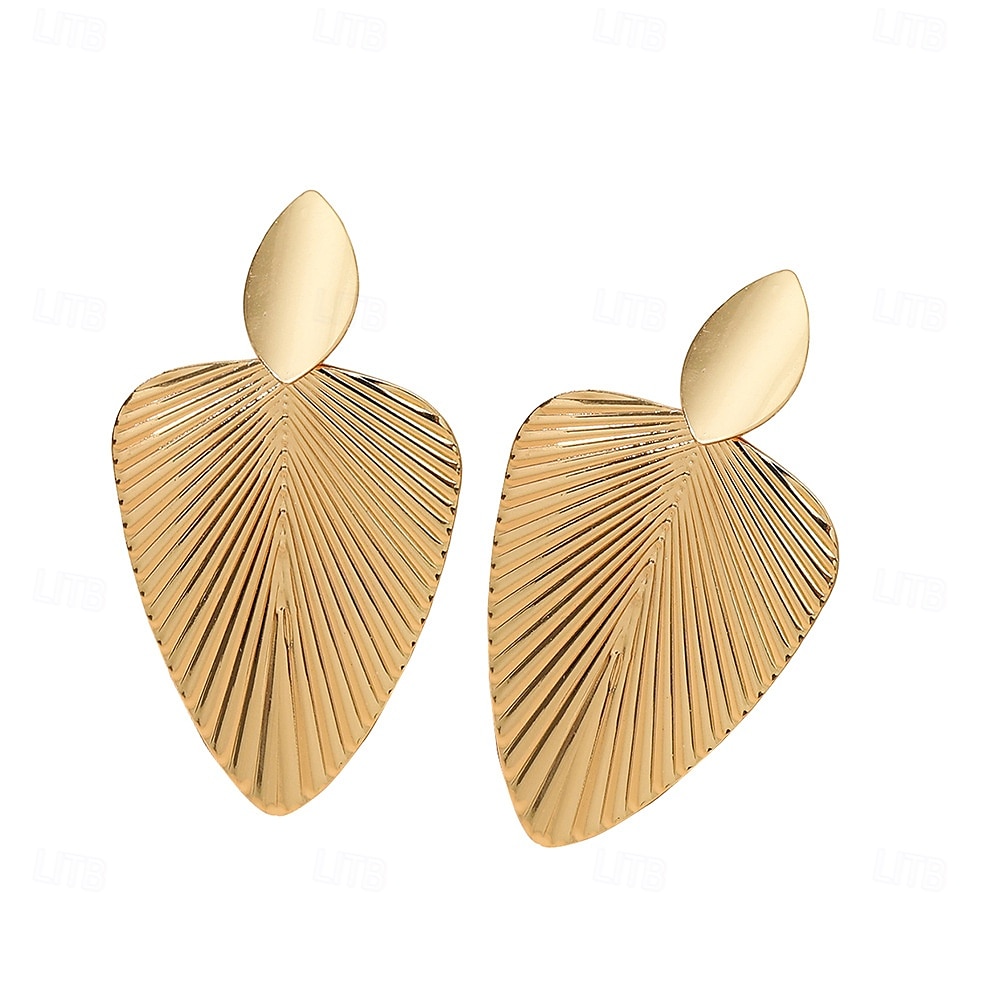 Mujer Pendiente Clásico Forma de Hoja Elegante Aretes Joyas Dorado Para Boda Fiesta 1 Par 2025 - $9.99 –P5