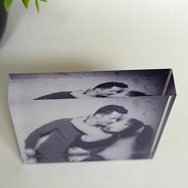 personlig fotoblokk akryl tilpasset glass fotoblokk akrylblokk fotokrystall bryllupsgave bursdag farsdag bryllup 2026 - $9.99 –P1