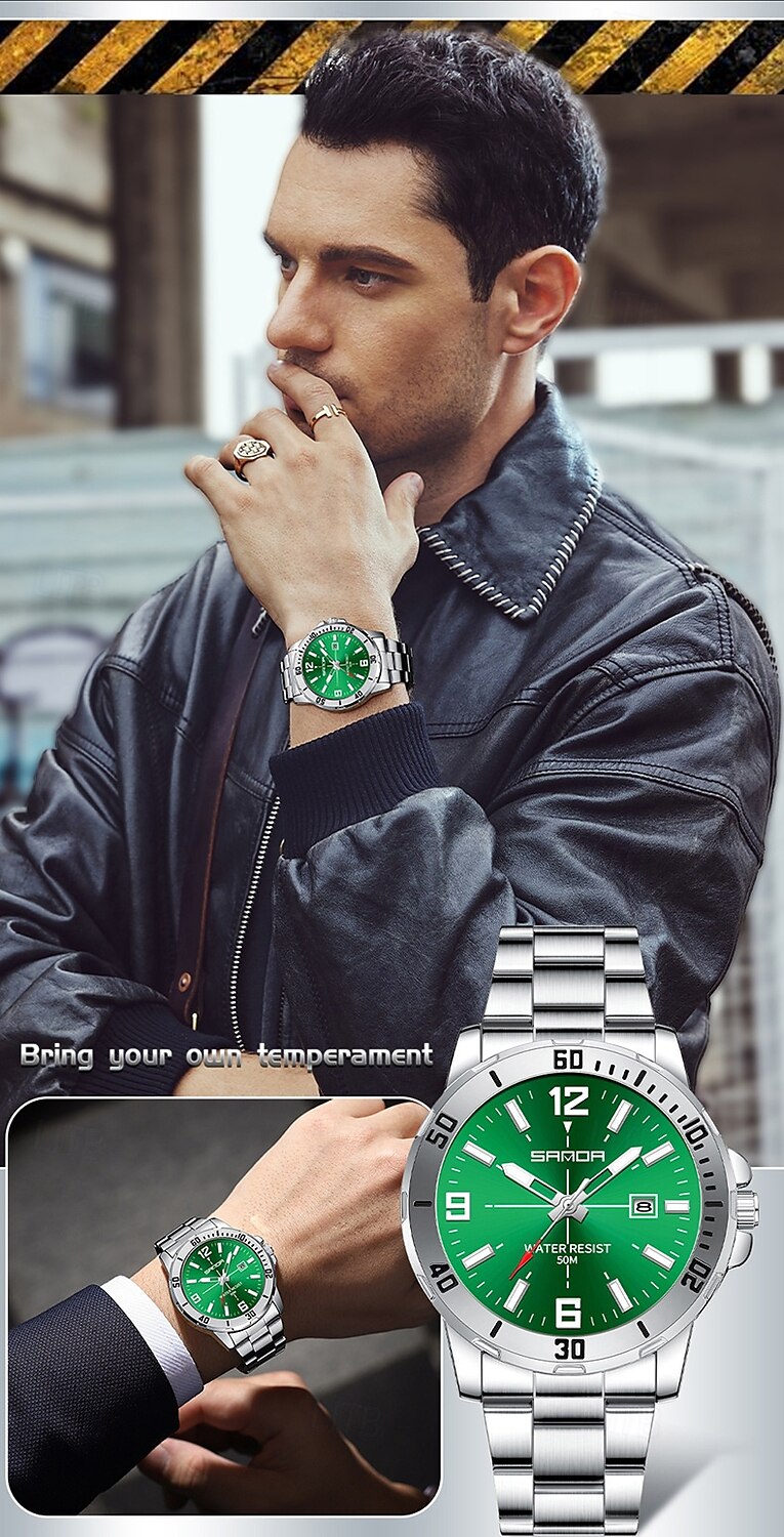 SANDA 3265 Men's Quartz Watch Simple and Fashionable Large Dial Night Light Waterproof Band Calendar Wristwatch 2025 - $34.99 –P10