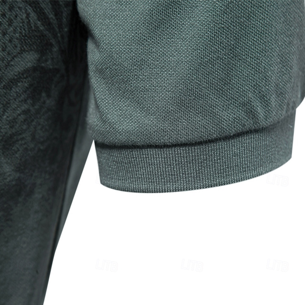 Homens Pólo Polo de malha Formal Trabalho Aberto para a Lateral Manga Curta Floral Botões Estampado Primavera Azul denim Branco Azul Marinha Verde cáqui Azul Claro Pólo de 2026 por $25.99 –P33