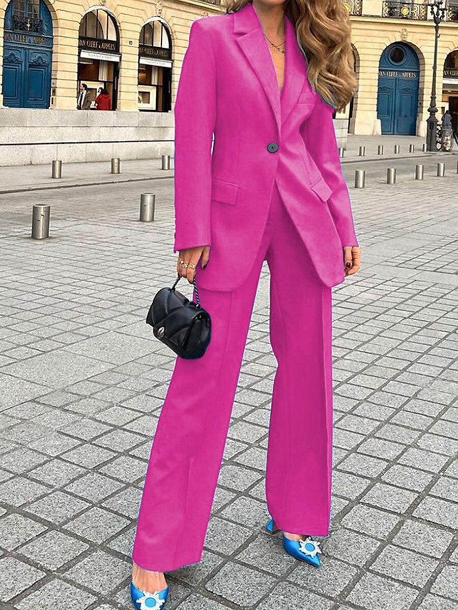 Hosenanzug Brautmutterkleid Elegant Einfach Hemdkragen Knöchellang Polyester Langarm mit einfarbig 2025 - $129.99 –P7