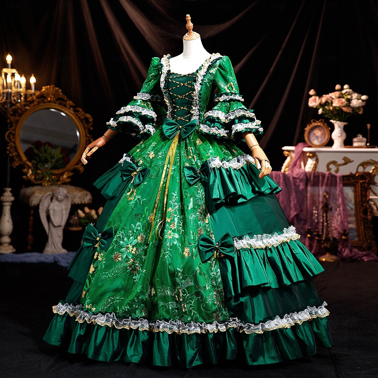 Βίντατζ Ροκοκό Αναγέννησης Μάξι Φορέματα Κανονικό Juliet Πριγκίπισσα Νύφη Πλισέ Μαζεμένο Πριγκίπισσα Στρογγυλή Λαιμόκοψη Φανταχτερή Φόρεμα Γυναικεία Απόκριες Μασκάρεμα Επίδοση Πάρτι Απόκριες Ενήλικες 2026 - $341.09 –P1