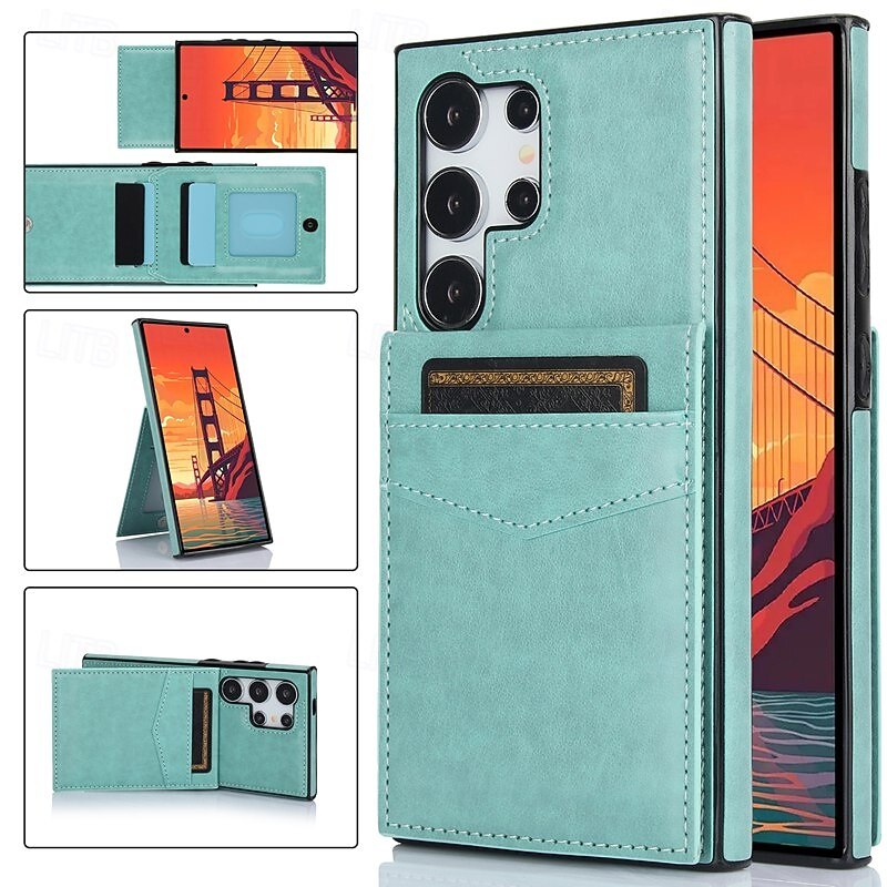 telefono Custodia Per Samsung Galaxy S25 S24 S24 FE S23 S22 S21 Ultra Plus S20 Copertura Posteriore con Supporto Slot per Carte Resistente agli urti Retrò TPU Pelle PU del 2025 a $13.99 –P2