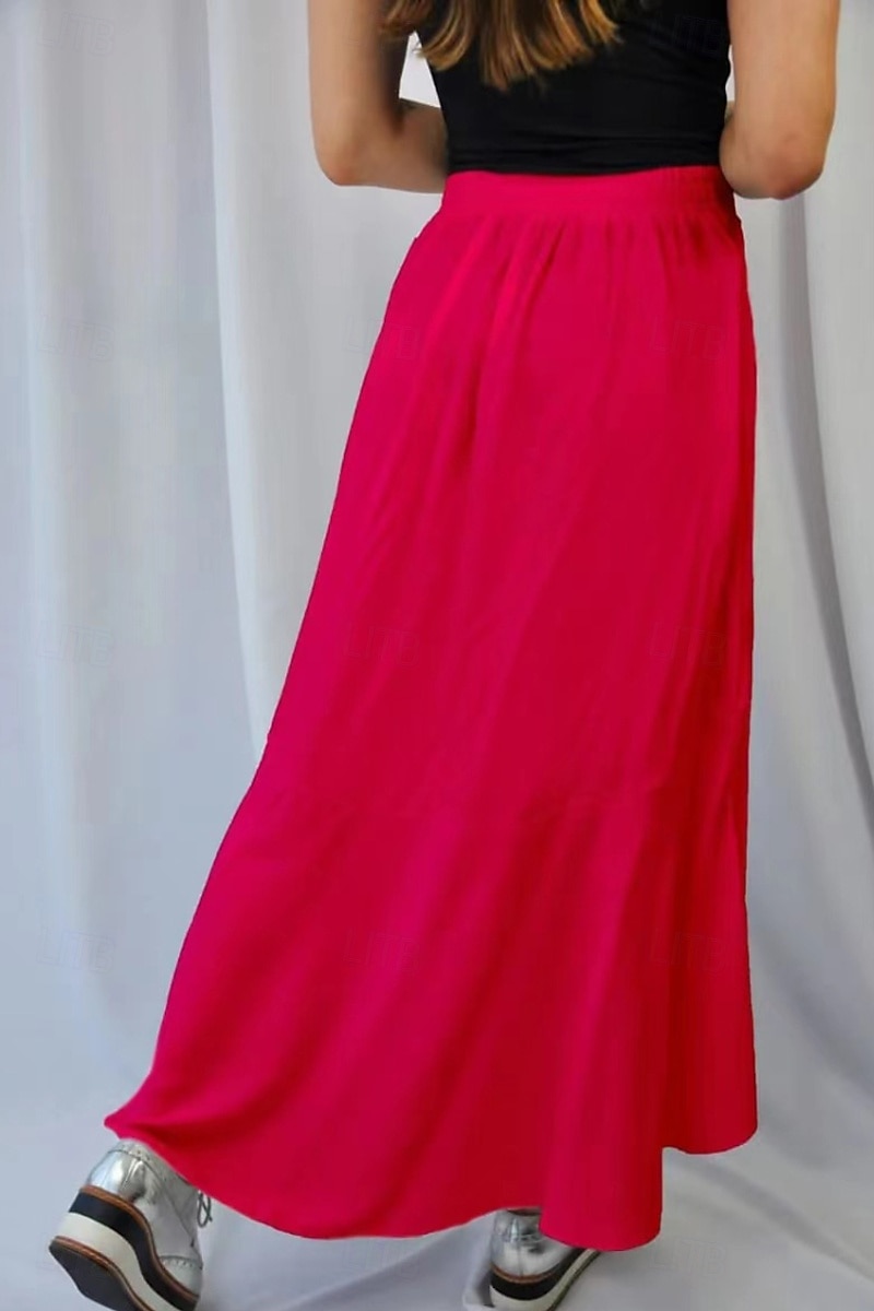 Dam Kjol Mode Maxi Hög midja Kjolar Slät Asymmetrisk nederkant Microelastisk Semester Gata Svart Vit Rosa Himmelsblå Sommar Elastan 2025 - $20.99 -P11